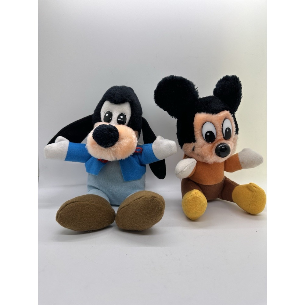 Vtg Disney Mickey's Christmas Carol 1980s Plush‎ Character Lot of 2 Goofy Mickey